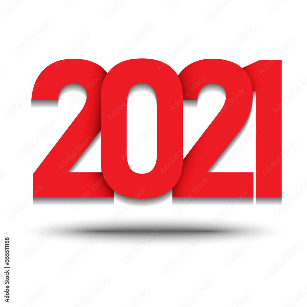 2021 happy new year. number colored red with shadow. vector stock illustration isolated on white background eps10 design sign logo 2021 happy new year. number colored red with shadow. vector stock illustration isolated on white background eps10 design sign logo