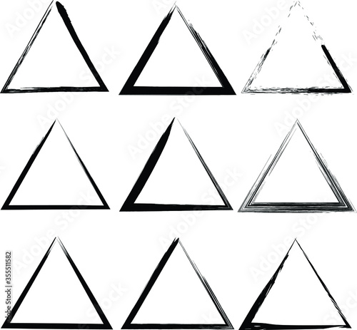 Set of black vector grunge paintbrush shapes. Triangle form. Vector illustration. Trendy design element for border frame, logo, tattoo, prints, web pages, template and monochrome pattern Free Download Set of black vector grunge paintbrush shapes. Triangle form. Vector illustration. Trendy design element for border frame, logo, tattoo, prints, web pages, template and monochrome pattern - GFXLoad
