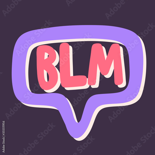 BLM. Black lives matter 2020 sticker. Social media content post banner anti racism. 
