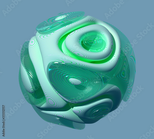 Φωτογραφία 3d render of abstract art of surreal 3d ball in organic curve round wavy smooth
