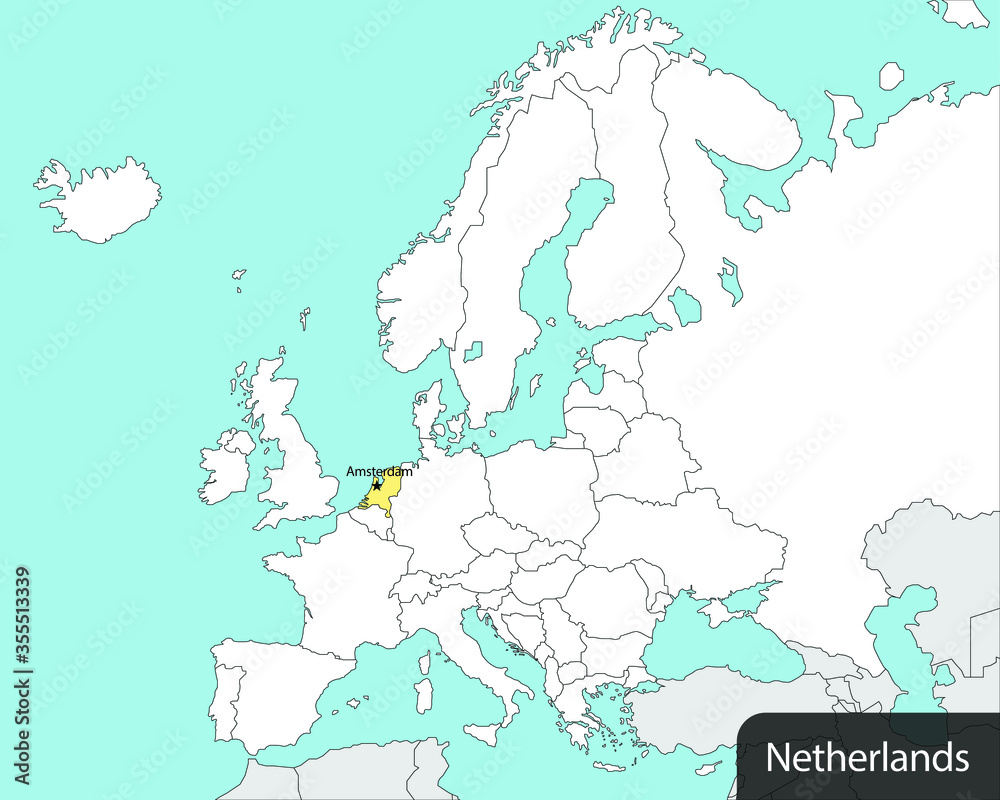 Obraz premium map of European continent, Netherlands or Holland, vector illustration