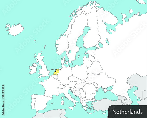 map of European continent, Netherlands or Holland, vector illustration