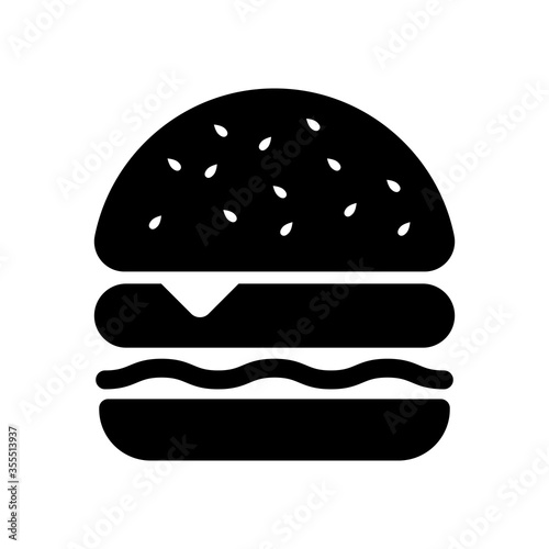 Hamburger icon black Burger with bun vector illustration flat design