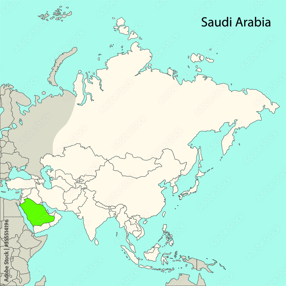 Saudi Arabia, Asia continent map, vector illustration 