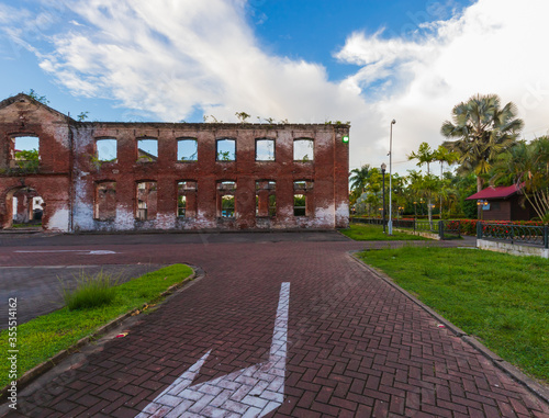 Paramaribo, Suriname - August 2019: Ruins Of 1790 Near Fort Zeelandia. Originally built as a barrack and operated as a warehouse for
foodstuffs.