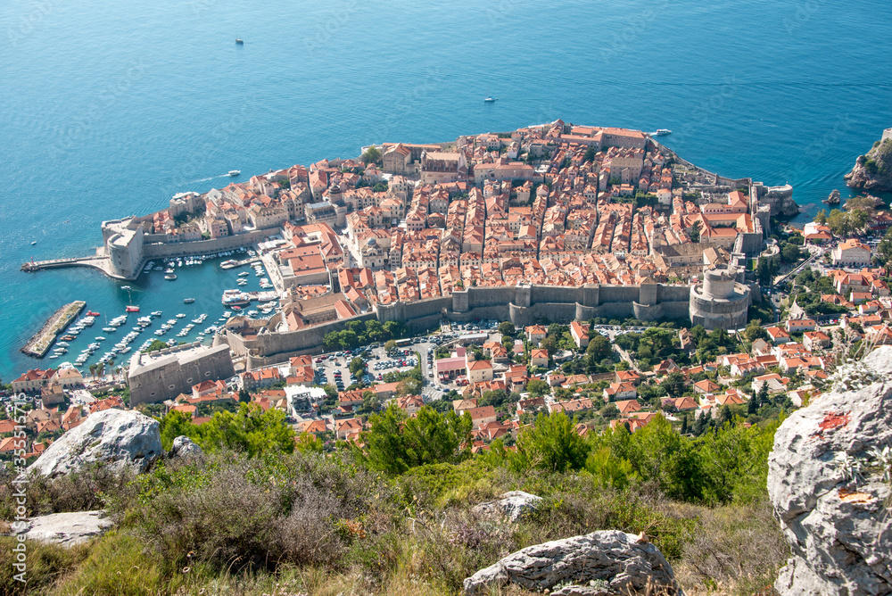 A view of Dubrovnik Old Town from Mount Srd