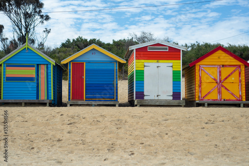 Brighton Bathing Boxes are located at Brighton Beach in Melbourne, Australia. It is one of the most photographed spots in Melbourne. © sabrina