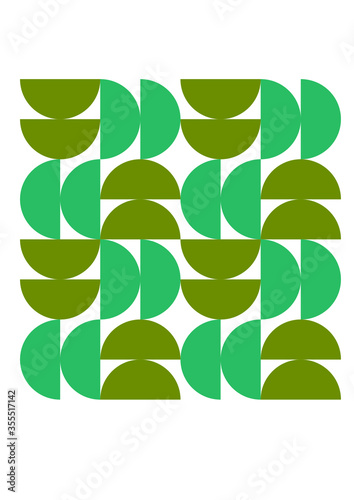 Mid century background with half circles, abstract geometric seamless pattern