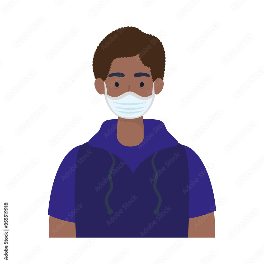Man avatar with medical mask vector design