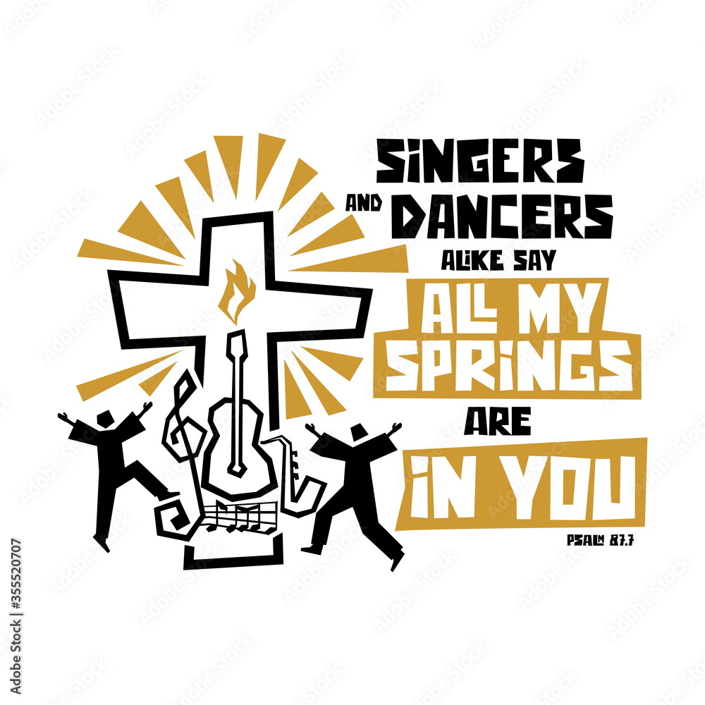 Christian typography, lettering and biblical illustration. Singers and