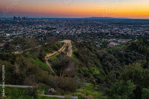 Panoramic view of Los Angeles from Observatory at sunset