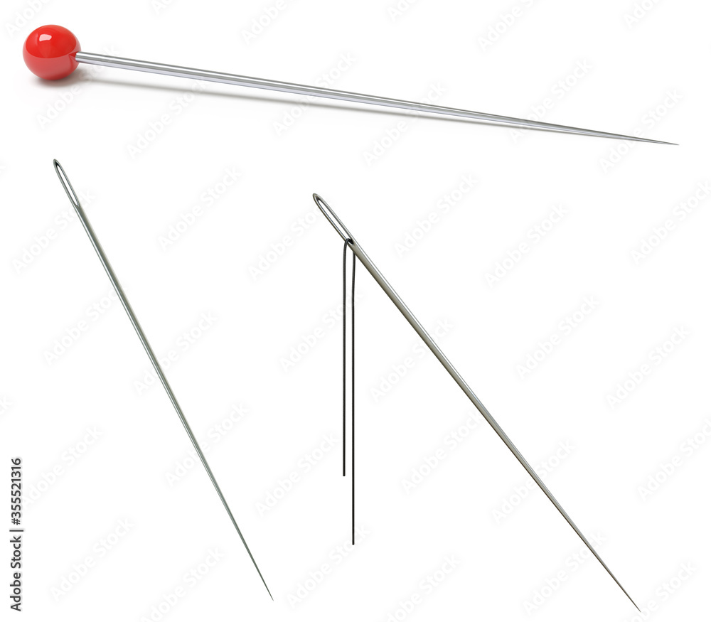 Collection of needles. 3D Illustration.