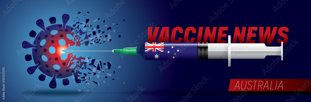 Fototapeta premium 3D corona vaccine. Corona news vector. Country flag concept.