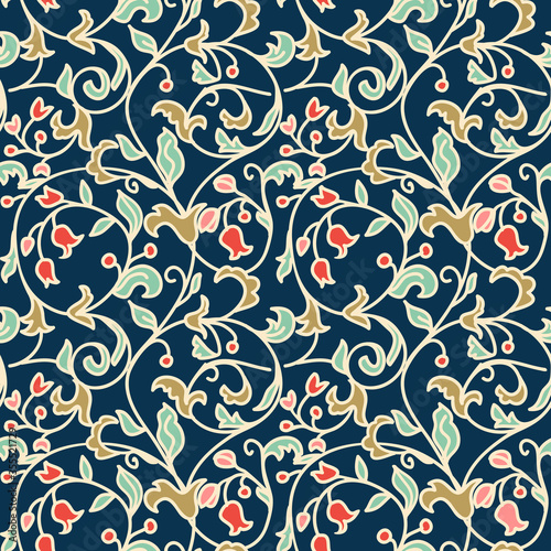 Seamless  floral wallpaper. Seamless vintage pattern in Victorian style . Hand drawn floral pattern. Vector illustration