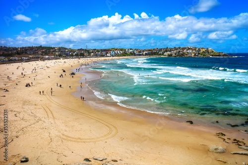 Scenic view of Bondi Beach  the most famous beach of Sydney  New South Wales  Australia. 