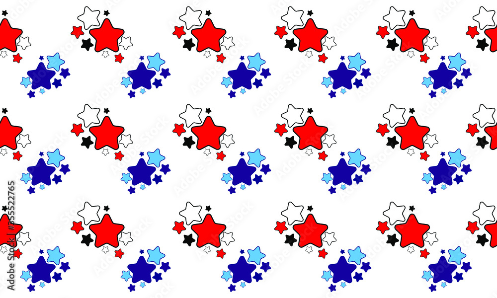 Stars. Blue and red. Bright print. Seamless vector illustration for wallpaper, fabric, packaging, textile. Stars. Blue and red. Bright print. Seamless vector illustration for wallpaper, fabric, packaging, textile.