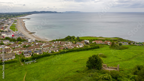 Canvas Print Aerial view of Raheen-a-Cluig medieval church in Bray, County Wicklow, Ireland