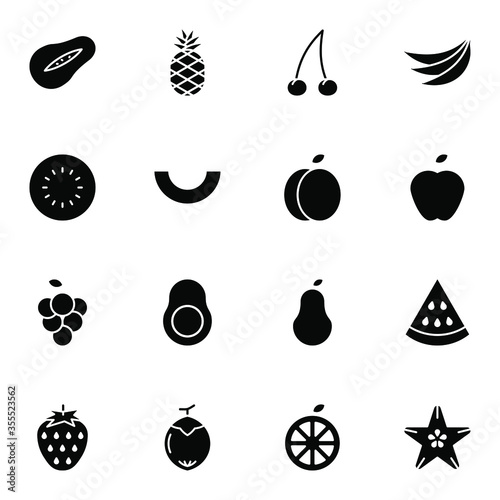 Fruits icon set. Simple fruits solid icon sign  vector illustration.