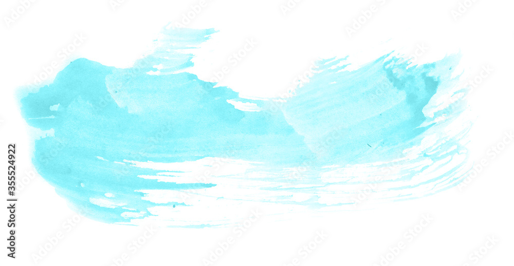 Abstract watercolor background hand-drawn on paper. Volumetric smoke elements. Blue-Green color. For design, web, card, text, decoration, surfaces. Abstract watercolor background hand-drawn on paper. Volumetric smoke elements. Blue-Green color. For design, web, card, text, decoration, surfaces.
