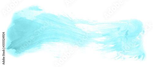 Abstract watercolor background hand-drawn on paper. Volumetric smoke elements. Blue-Green color. For design, web, card, text, decoration, surfaces.