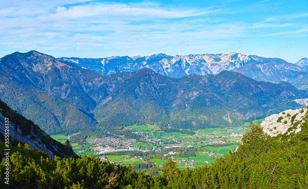 Beautiful view of the village Bad Ischl in Austria. 