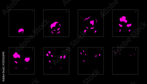 Poison explosion effect. Explosion Animation effect. Animation Sprite sheet for games, cartoon or animation. vector style animation effect 1114.