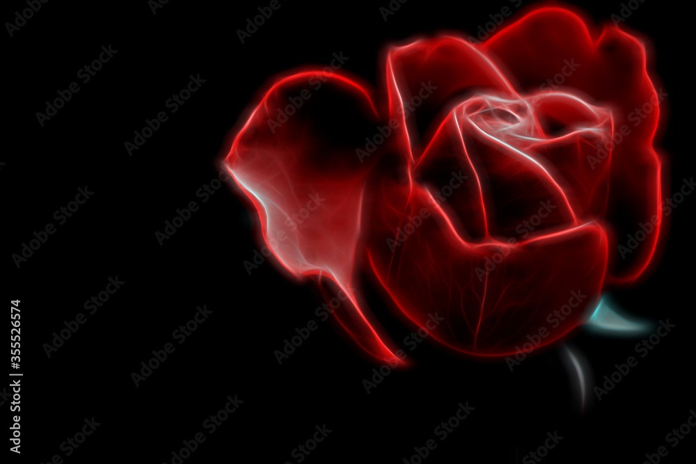 photograph of a rose with neon light effect photograph of a rose with neon light effect