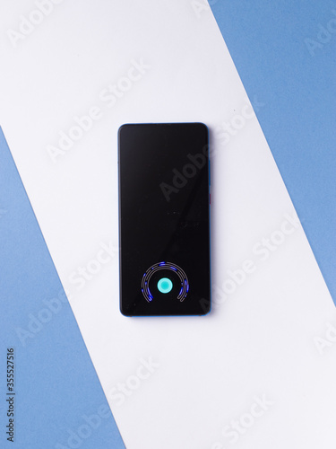 In-display fingerprint sensor of new phone stock image shot on dibrugarh assam india - 26 february 2020. photo