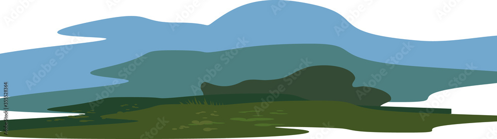 Abstract landscape with green swamp and blue sky Abstract landscape with green swamp and blue sky