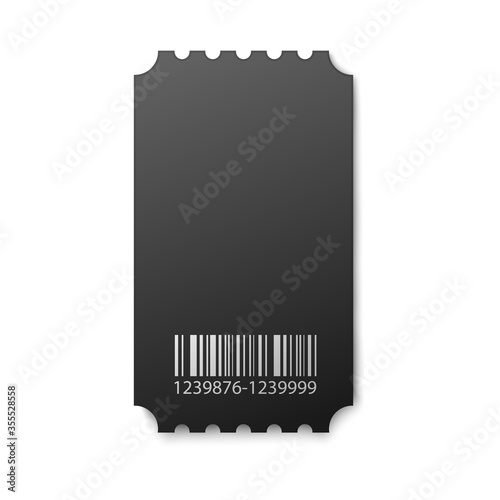 Black movie ticket stub - isolated realistic coupon mockup