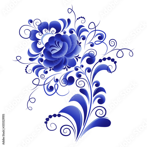 Floral vector element, abstract design, made in the technique of Russian folk ar Fototapet