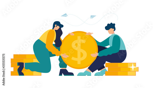 vector illustration, investment management, the company is engaged in the joint construction and the cultivation of cash profits, career growth to success, flat color icons, business analysis