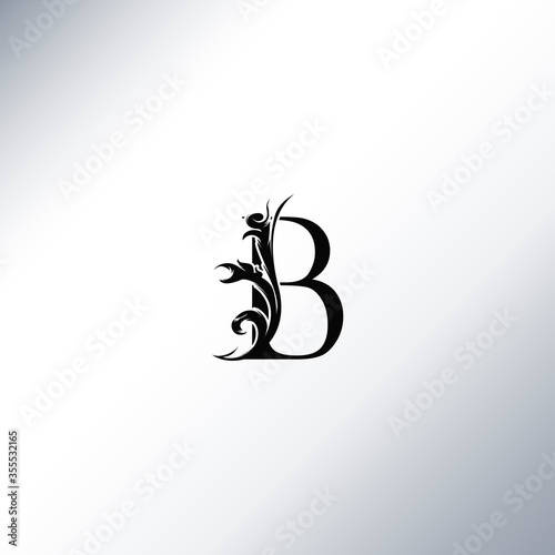 Art Deco Luxury B Letter logo, floral monogram and beautiful alphabet font. Art Deco in vintage style
