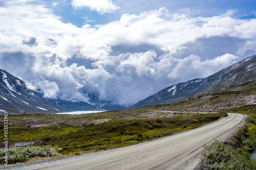 heavy clouds over Gamle Strynefjellet scenic road in Norway