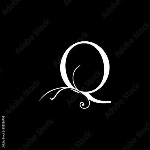 Minimalist Initial Q letter Luxury Logo Design, vector decoration monogram alphabet font initial in art simple floral style.