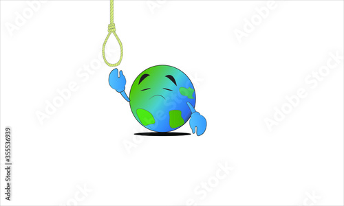 Depressed Earth with hanging rope!