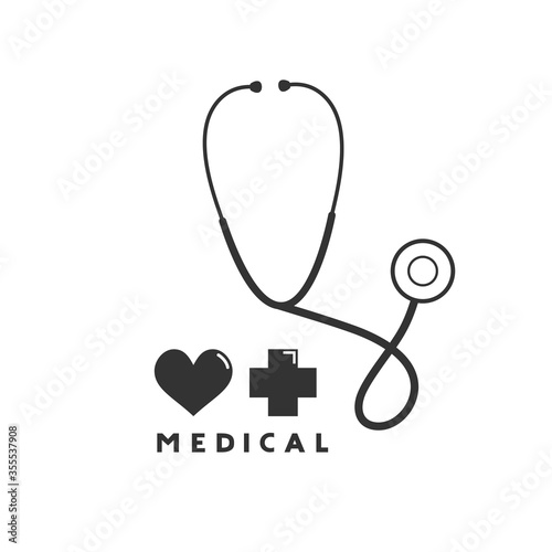 Design of stethoscope and medical symbols