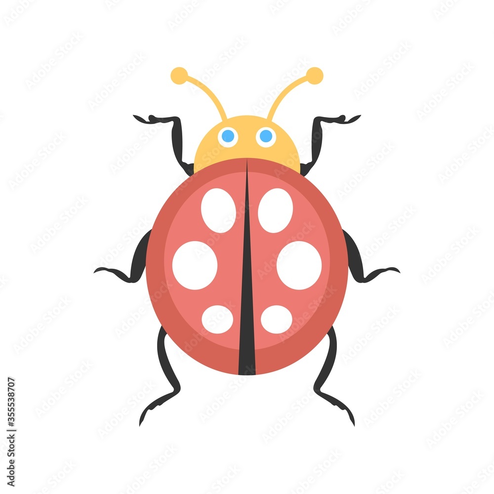 Animated ladybug icon illustration. Flat design style. Ladybird symbol for logo, mascot design element. Animated ladybug icon illustration. Flat design style. Ladybird symbol for logo, mascot design element.