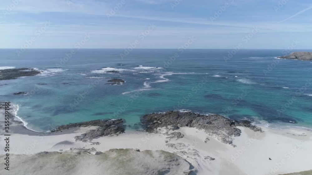 Isle of Barra, Scotland. Outer Hebrides. Scotland. Epic aerial drone video of the coastline Isle of Barra, Scotland. Outer Hebrides. Scotland. Epic aerial drone video of the coastline