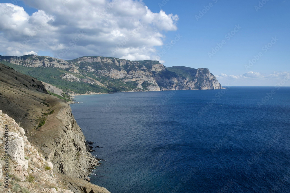 View of the rocky coast of the Black Sea