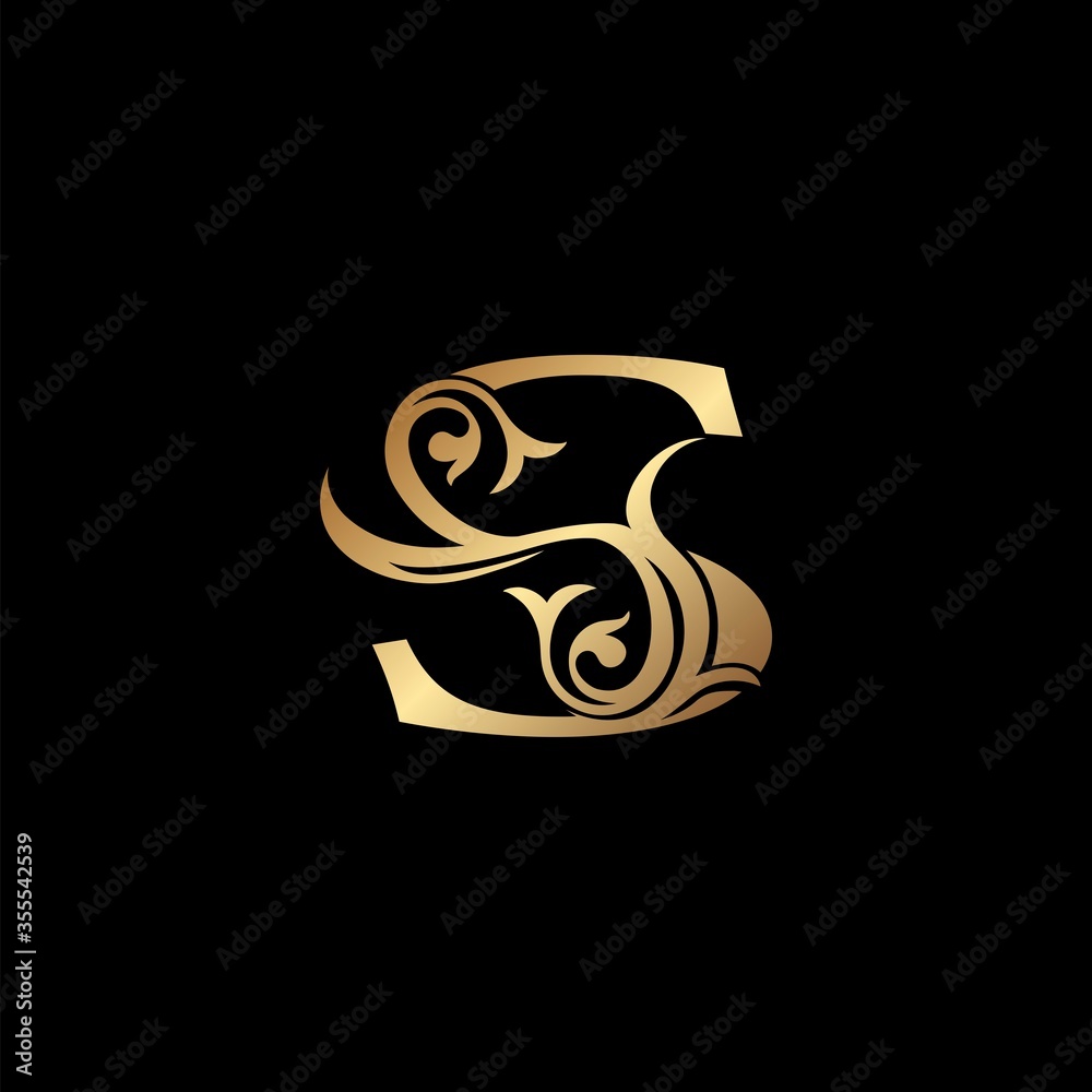 Luxury Gold Letter S Floral Leaf Logo Icon, Classy Vintage vector ...