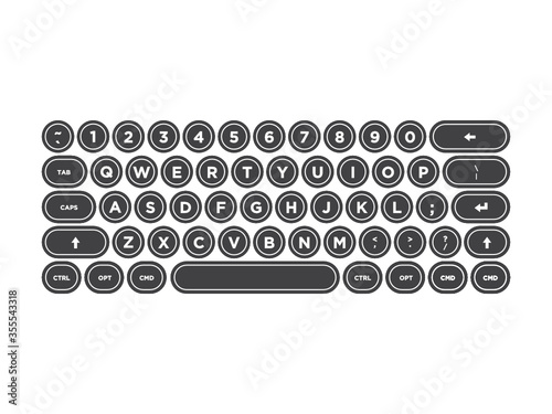 Computer Keyboard, Retro Keyboard, Vintage, Technology Design Icon Vector Illustration Background