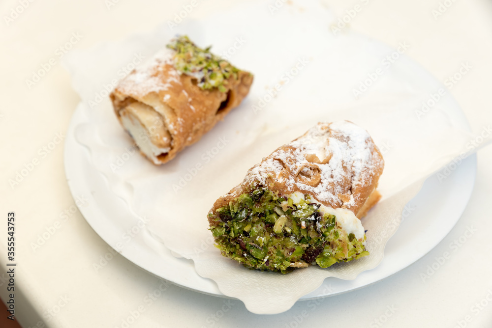 Sicilian cannoles with candied fruit