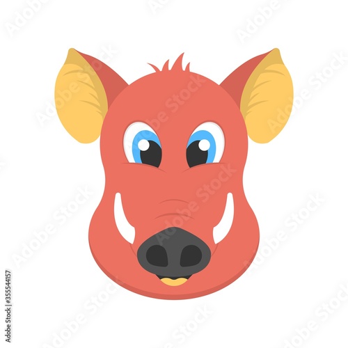 Cute green boar icon. Animated wild pig symbol for logo, mascot element.