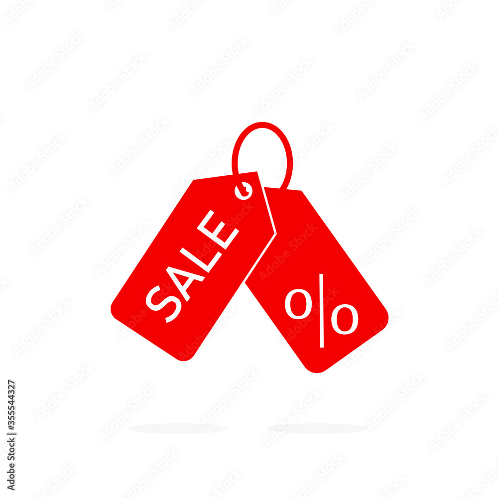Special offer sale red tag. This is the concept of the price list for discounts, of an advertising campaign, advertising marketing sales, a 50% off discount