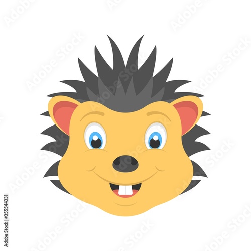 Cute baby hedgehog icon. Flat design for logo  mascot element.