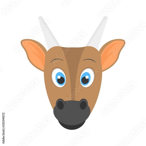 Fototapeta Naklejka Na Ścianę i Meble -  Cute baby cow icon in flat design style.