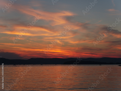 sunset over the lake