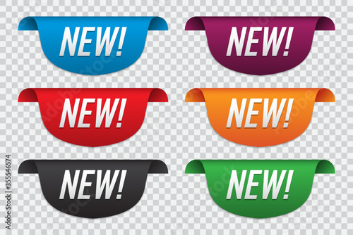 Set of new sticker label. Promotion labels in different colors with shadow