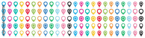 Big set of map pointers in a flat design. Map pins icons set. Collection of map pointers icons